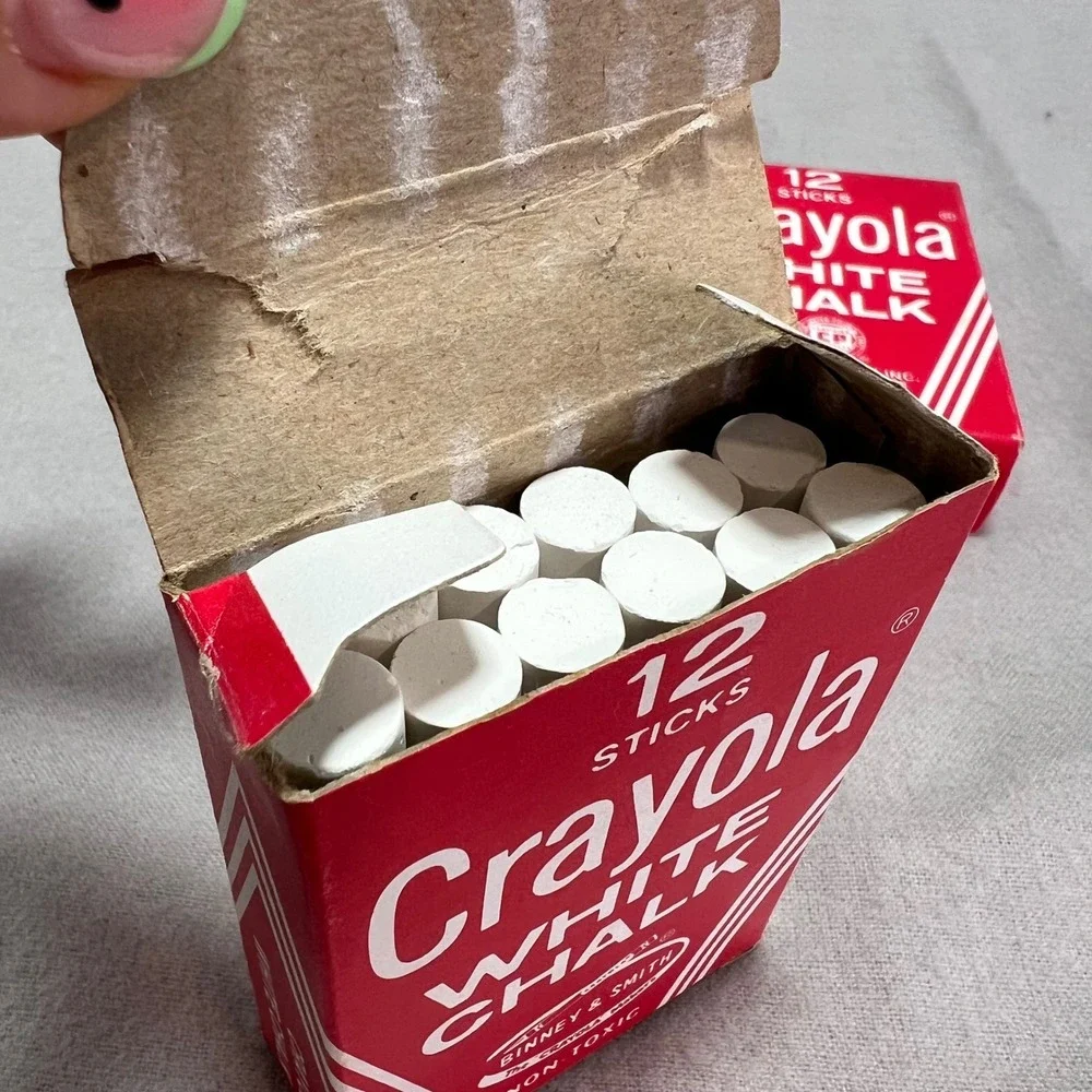 Crayola White Chalk Binney & Smith Red Package Vintage School Supplies Nostalgic